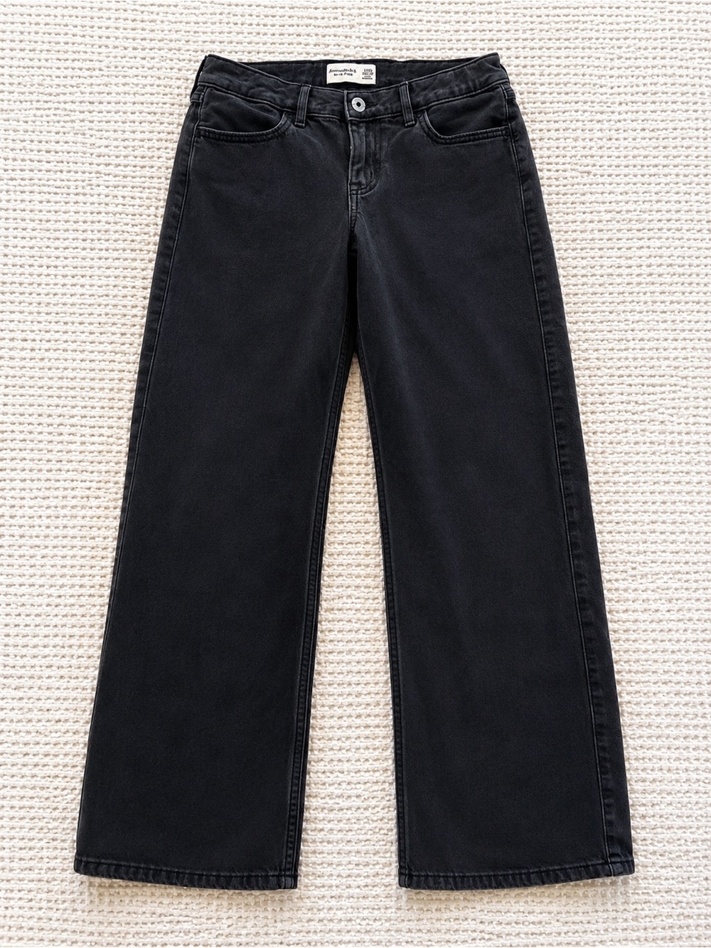 Low-Rise Wide-Leg Girls Jeans - Black